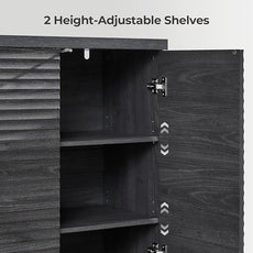 SICOTAS Buffet Cabinet with Storage Accent Sideboard Modern Credenza with Doors & Shelves Fluted Media Console Mid Century Coffee Bar Table for Living Room Kitchen Dining Room Hallway (1PCS)