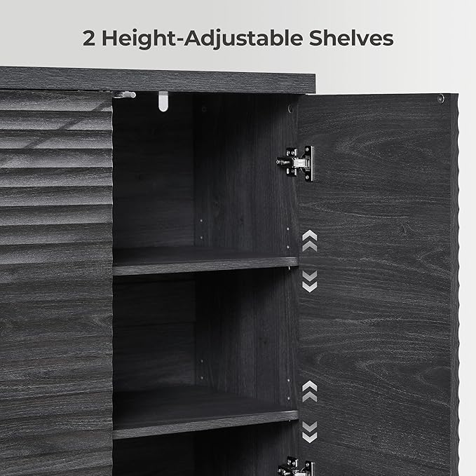 SICOTAS Buffet Cabinet with Storage Accent Sideboard Modern Credenza with Doors & Shelves Fluted Media Console Mid Century Coffee Bar Table for Living Room Kitchen Dining Room Hallway (1PCS)