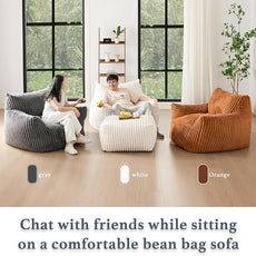 Giant Plush Bean Bag Chair for Adults with Armrests - Oversized Comfy Pink Beanbag Lounge Lazy Floor Sofa Accent Chair for Living Room, Bedroom & Dorm, Cozy Fluffy Single Cloud Mini Couch