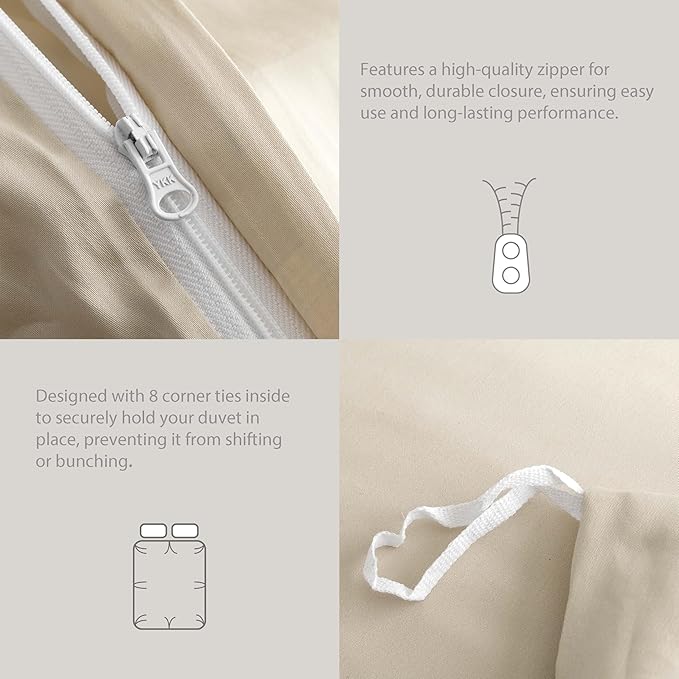 HeimenAogo 600TC Egyptian Cotton Duvet Cover Full Size Sateen Weave, Silky Soft and Breathable Bedding Set with Zipper Closure, Long Staple Cotton Bed Linen Linen Grey 3Pcs (80"×90")