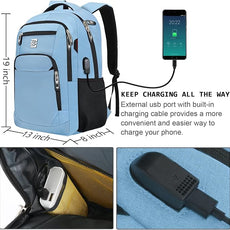 Laptop Backpack,Business Travel Anti Theft Slim Durable Laptops Backpack with USB Charging Port,Water Resistant College Computer Bag for Women & Men Fits 15.6 Inch Laptop and Notebook-Pale Blue