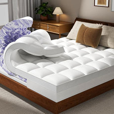 Dual Layer 5 Inch Memory Foam Mattress Topper Queen - 3 Inch Pillow Top Mattress Pad and 2 Inch Gel Memory Foam, 7-Zone Egg Crate Mattress Topper
