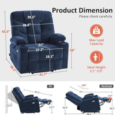 MCombo Oversized Power Lift Recliner Chair with Extended Footrest, Extra Wide 27.2