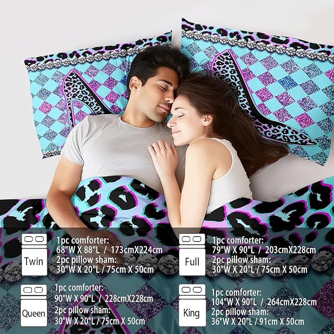 Rainbow Cheetah Print Comforter Set Full Girls Sexy High Heels Leopard Print Bedding Set Women High Heels Leopard Comforter Quilt Bedroom Decor Animal Cheetah Bedding Bed Decor