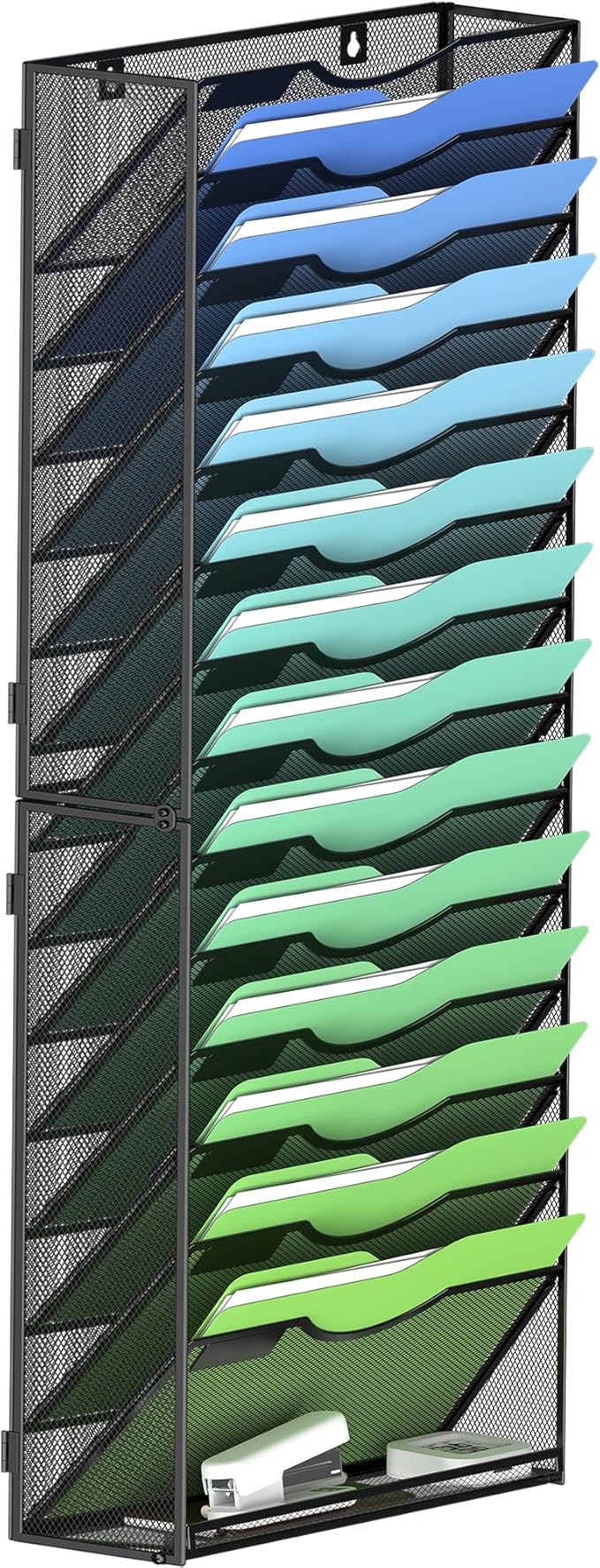 Kuntine.B Wall File Organizer (Black, 15 Tier)