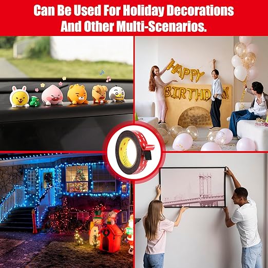 Double Sided Tape Heavy Duty, Waterproof Mounting Foam Tape, 16.5ft Length, 1.57in Width, High Temperature Resistant Adhesive Tape for Car, LED Strip Light, Office Decor, Made of 3M VHB Tape.