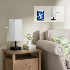 aooshine Gray Small Bedside Lamp for Bedroom - Minimalist Nightstand Lamp with Silver Base