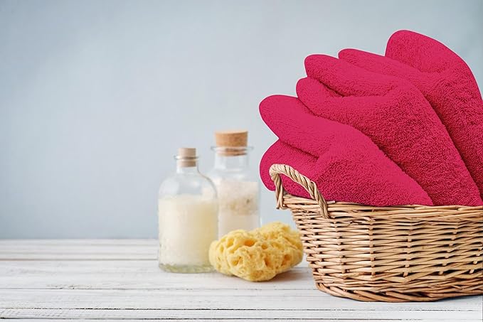 Premium Hand Towels Pack of 6 (16" x 30”) 100% Combed Ring Spun Cotton | Highly Absorbent Hand Towels Set | Ultra Soft for Home, Gym & Spa (Raspberry)