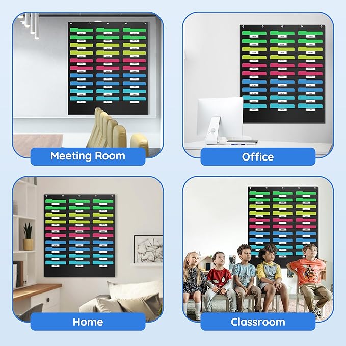 ZKOO 30 Pockets Hanging Wall File Organizer, Heavy Duty Wall Pocket File Holder for A4 Size Paper/Legal/ Letter Size Document, for Classroom, Office, Home Use with 5 Hangers, 30 Tags Pocket
