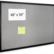 Bulletin Board 48 x 36 Inch, Cork Board for Walls, Wood Framed Bulletin Boards with Grey Canvas, Wall Mounted Corkboard for Office School Home Decorative