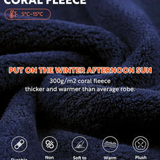 DAVID ARCHY Men's Hooded Robe Soft Coral Fleece Microfiber Bathrobe