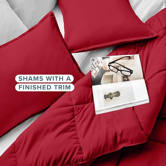 Bare Home Comforter Set - Twin/Twin Extra Long Size - Ultra-Soft - Goose Down Alternative - Premium 1800 Series - All Season Warmth (Twin/Twin XL, Red)