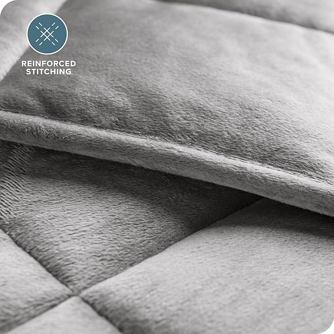 Bare Home Weighted Blanket Twin or Full Size 10lb (40" x 60") - Minky Fleece - Premium Heavy Blanket Nontoxic Glass Beads (Light Grey, 40"x60")