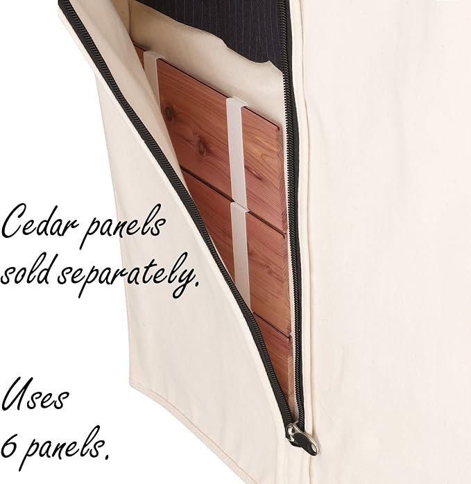 Household Essentials 3392-1 Cedarline Collection Hanging Garment Bag | Dress and Suit Protector | Natural Cotton Canvas,Off-White
