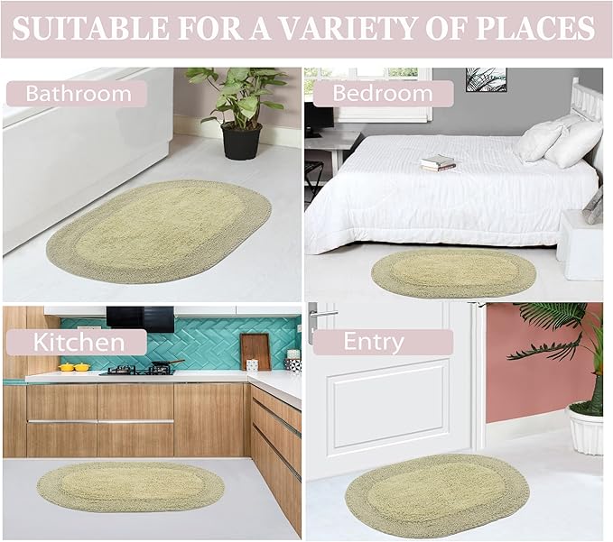 Home Weavers Double Ruffle Collection 100% Cotton Bathroom Rugs Set, Washable Rug, Extra Soft and Absorbent Bath Rug, Kitchen Mat, Bath Mat Set, Bath Floor Mat Non Slip, 21"x34" Rectangle, Sage