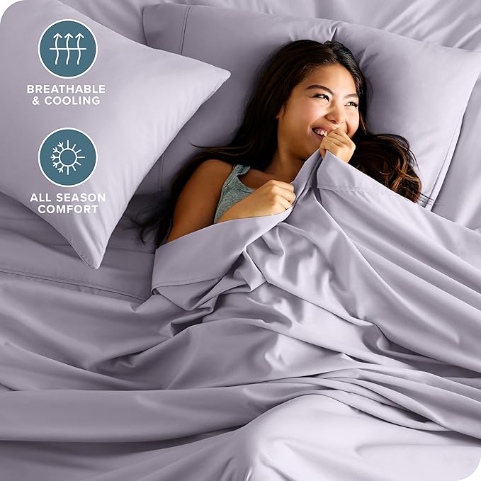 Bare Home Full Sheet Set - 1800 Ultra-Soft Microfiber Full Bed Sheets - Double Brushed - Deep Pockets - Easy Fit - 4 Piece Set - Bed Sheets (Full, Light Lavender) BareHome