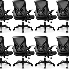 FelixKing Office Chair - Ergonomic Desk Chair Breathable Mesh Task with Wheels and Lumbar Support Home Desk Office Chairs with Flip up Armrest Rolling Swivel for Home Computer Black Pack of 8