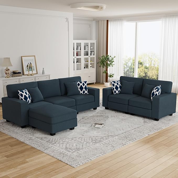 Legend Vansen Modular Sectional Sofa U Shaped Couch with Ottoman Modern Reversible Corner Sectional Couch for Living Room (Charcoal, 2+3 with Ottoman)