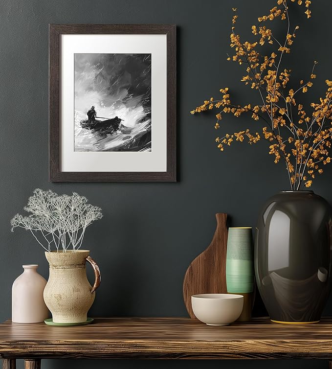 11x14 Picture Frame with Mat for 8x10 Set of 4, Distressed Black Wood Grain 11 x 14 Gallery Wall Picture Frames for Wall Mounting(4 Pack, Black)