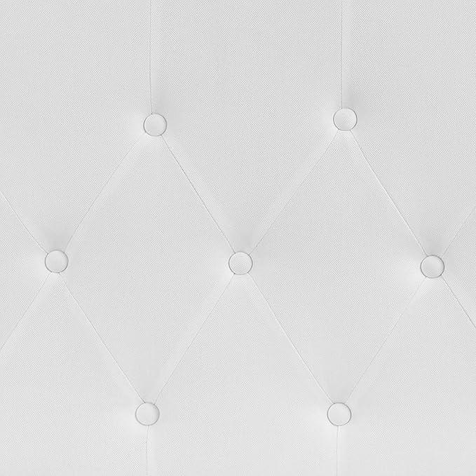 EMMA + OLIVER Tufted Upholstered Full Size Headboard in White Fabric