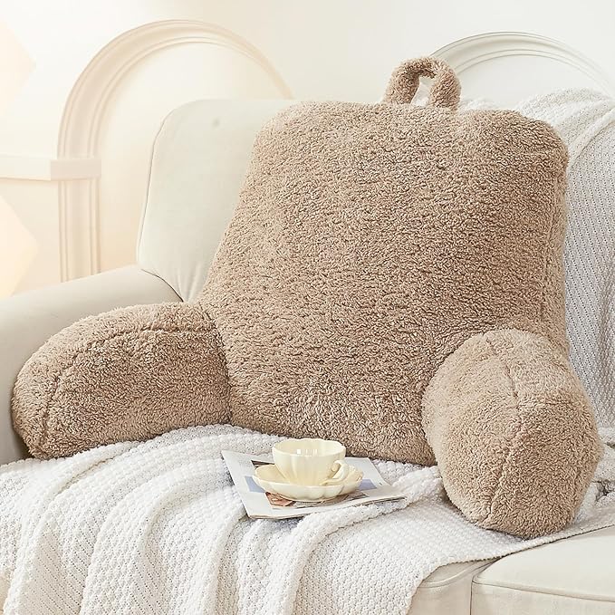 Reading Pillow for Sitting in Bed, Back Pillow Reading Pillow with Arms & Back Support, Dorm Room Essential for Girls and Boys Bed Chair Pillow