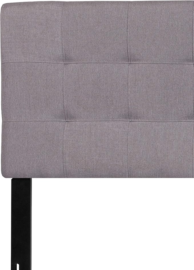EMMA + OLIVER Quilted Tufted King Size Headboard in Light Gray Fabric