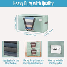 VENO 2 Pack Moving Bags, Christmas Storage Bins, Moving Boxes Alternative, Comforter and Blanket Storage Bags, College Dorm Packing Supplies, Foldable Heavy-Duty Tote (Light Green Matte, 2 Pack)