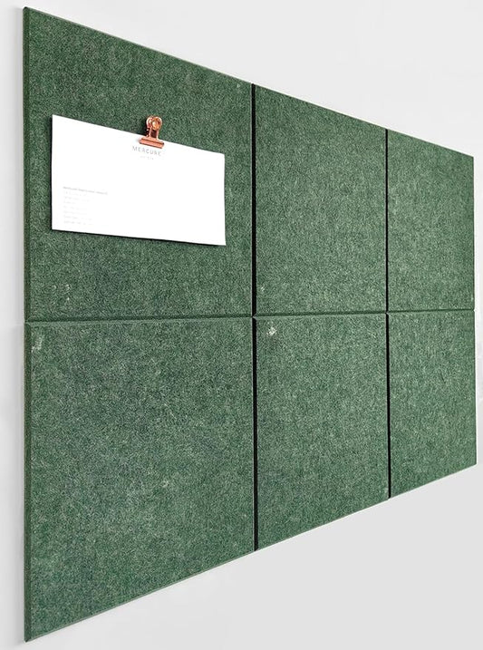 Cork Board 24 x36 Alternative - 6 Pack Felt Wall Tiles with Safe Removable Adhesive Tabs, Cork Boards for Walls Cork Board for Home Office Pin Board Tack Board - Aurora Green