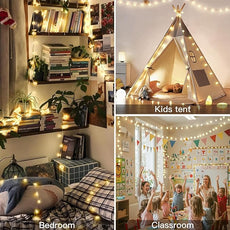 suddus String Lights for Bedroom, 33ft 100 Led Connectable Globe String Lights Indoor, Hanging Fairy Lights Plug in with Remote for Classroom, Room, Dorm, Outdoor, Christmas Tree Decor, Warm White