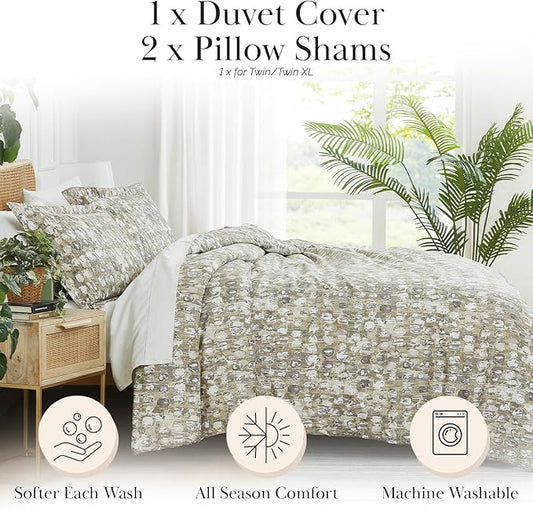 Southshore Fine Living, Inc. Oversized California King/King Duvet Cover Set – Hotel Quality, Easy Care, Fade-Resistant Bedding – Includes 1 Duvet Cover and 2 Pillow Shams, Rhythm Taupe