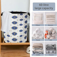 Evil Eyes Laundry Basket,Foldable Oxford Cloth Tote Bag Laundry Hamper Clothes Storage Bucket Organizer for Bedroom Laundry Storage Dormitories 16