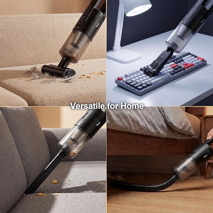 Handheld Vacuum Cordless, 5-in-1 Car Vacuum Portable Cordless 30 Mins Rapid Rechargeable Hand Vacuum Brushless Motor 19000Pa Strong Suction, Dust Busters for Car Home with 4 Nozzles, Black