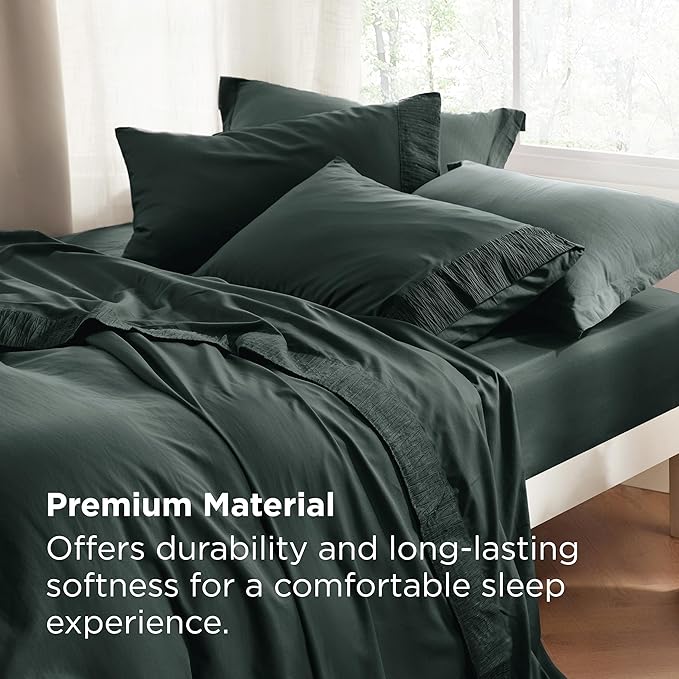 Bedsure California King Sheet Sets - 4 Pieces Soft Cal King Sheets - Breathable & Cooling - Hotel Luxury - Easy Care Polyester Microfiber Bedding for Women, Men, Forest Green