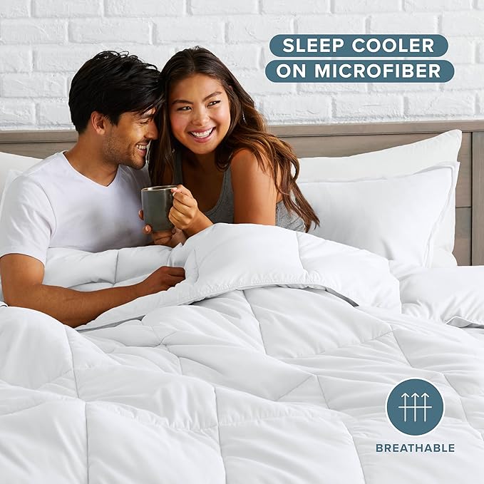 Bare Home Comforter Set - Oversized Queen Size - Ultra-Soft - Goose Down Alternative - Premium 1800 Series - All Season Warmth (Oversized Queen, White)