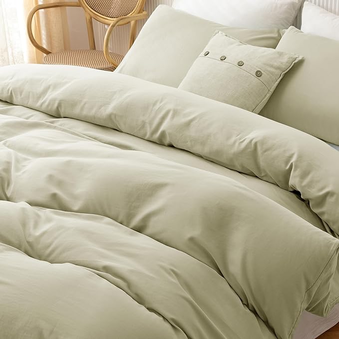 HeimenAogo Egyptian Cotton Duvet Cover Set Queen, Ultra Soft and Breathable Comforter Cover with Zipper Closure, High Thread Count Long Staple Cotton Blanket Cover Pcs 90"×90", Mist