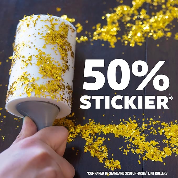 Scotch-Brite Extreme Clean Lint Roller, 50% Stickier*, Heavy Duty for Removing Debris and Pet Hair on Clothes, Furniture, Cars, Offices & More, 2 Pack, 200 Adhesive Sheets Total