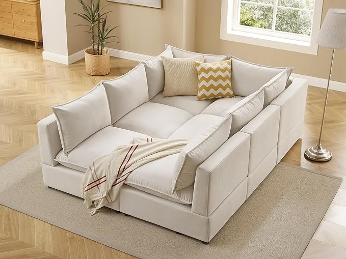 VANOMi Modular Sectional Sofa, 6 Seater Sectional Sofa Modular Sectional Couch for Living Room, V Shape Sofa