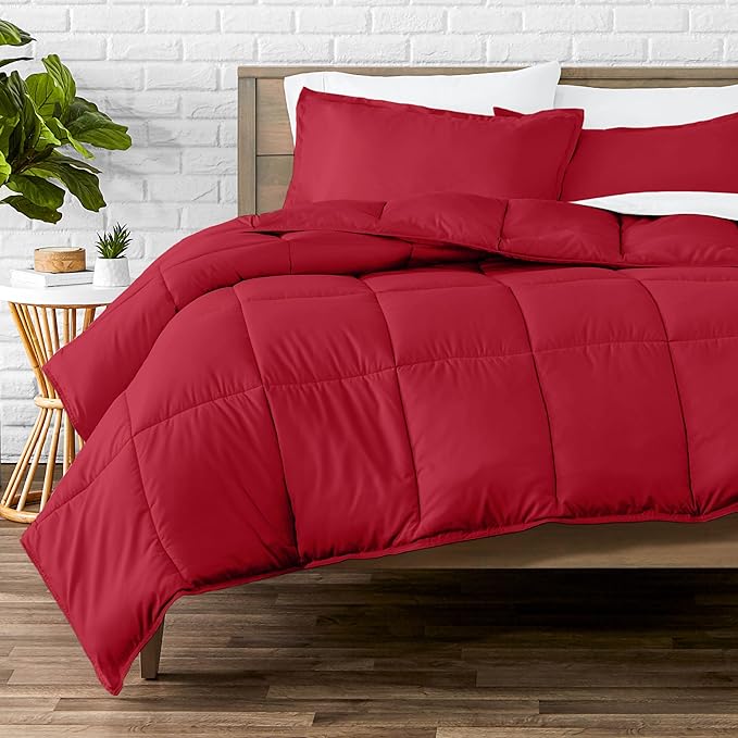 Bare Home Comforter Set - Oversized Queen Size - Ultra-Soft - Goose Down Alternative - Premium 1800 Series - All Season Warmth (Oversized Queen, Red)
