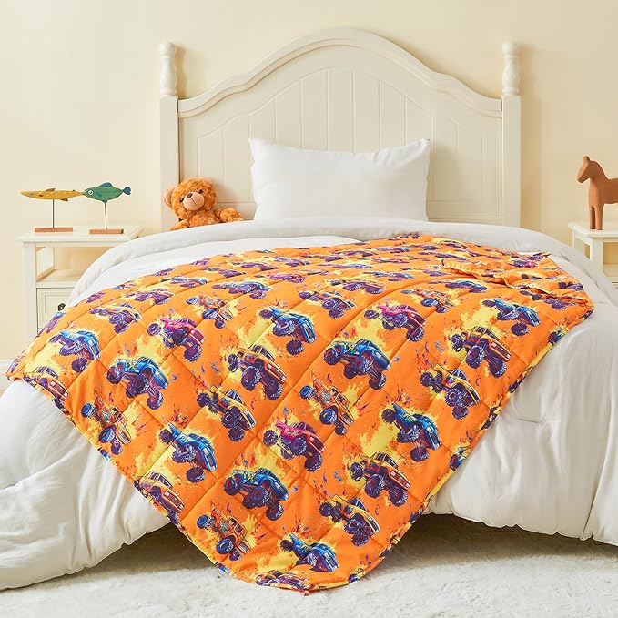 yescool Truck Car Weighted Blanket 3 Pounds Cooling Weighted Lap Blanket, Heavy Blanket for Sleeping, Breathable Weighted Throw Blanket Gift for 20-40lbs, 36"x48"