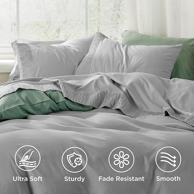 Bedsure California King Sheet Sets - 4 Pieces Soft Cal King Sheets - Breathable & Cooling - Hotel Luxury - Easy Care Polyester Microfiber Bedding for Women, Men, Grey