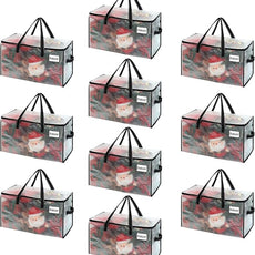 VENO 10 Pack Moving Bags, Christmas Storage Bins, Moving Boxes Alternative, Comforter and Blanket Storage Bags, College Dorm Packing Supplies, Foldable Heavy-Duty Tote (Clear, 10 Pack)