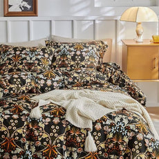 MKXI Shabby Chic Floral Black Comforter Set Nature-Inspired Bedding Comforters Cottage Style Botanical Bed Comforter Set Bohemian Twin XL Comforter Set Black Floral