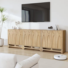 Sideboard Buffet Cabinet with Storage Set of 2, 63” Mid Century Modern Storage Cabinet with Adjustable Shelf and 4 Doors for Dining Room, Living Room,Entry