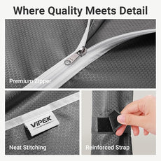 VIPEK V5C Medium Covered Clothes Rack Heavy Duty Portable Closet Wardrobe, Freestanding Black Clothing Rack with Grey Upgarded Polyester Cover, Adjustable Custom Closet Rack, 57.9