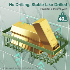 Veken Rustproof & Waterproof Shower Caddy 6-Pack, No Drilling Adhesive Shelves Rack with Soap Holder, Large Capacity Bathroom Organizers and Storage, Wall-Mounted Kitchen & Home Decor, Green