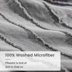 NEXHOME PRO Duvet Cover Queen Size, Grey 3 Pieces Boho Tufted Duvet Cover Set, Soft and Lightweight Microfiber Comforter Cover Set for All Season (Grey Queen, 90 x 90)-No Comforter