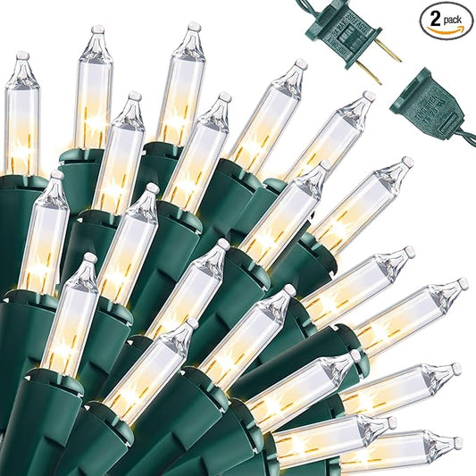 Joiedomi Clear Christmas String Lights Indoor,200(2x100) Mini White Fairy Light,42.8 FT Lighting Decor for Patio Dorm Classroom Bedroom Holiday Wedding Party Garland Birthday Festival,Green Wire