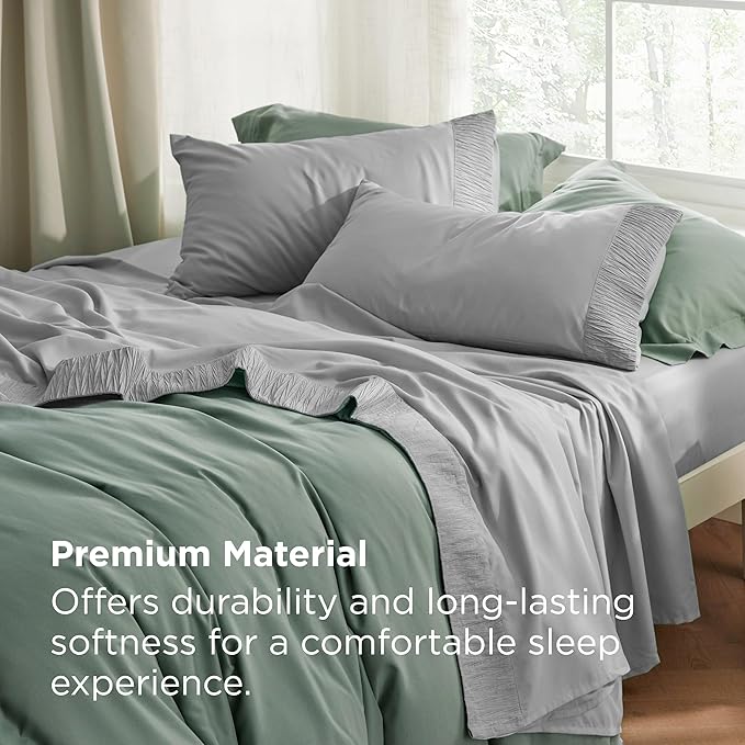 Bedsure Twin XL Sheet Sets Dorm Bedding - 3 Pieces Soft Extra Long Twin Sheets, Hotel Luxury, Easy Care Microfiber for Women, Men, Grey