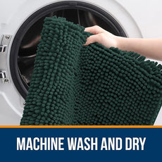 OLANLY Bathroom Rugs 36x24, Extra Soft Absorbent Chenille Bath Rugs, Rubber Backing Quick Dry, Machine Washable Bath Mats for Bathroom Floor, Tub and Shower, Home Decor Accessories, Blackish Green
