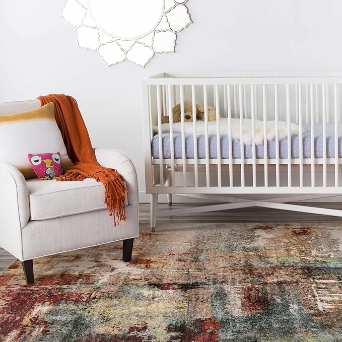 Lahome Modern Abstract Area Rug - 4x6 Washable Rugs for Living Room Bedroom Dining Room, Contemporary Indoor Floor Carpet for Kitchen Laundry Room Entryway Home Office